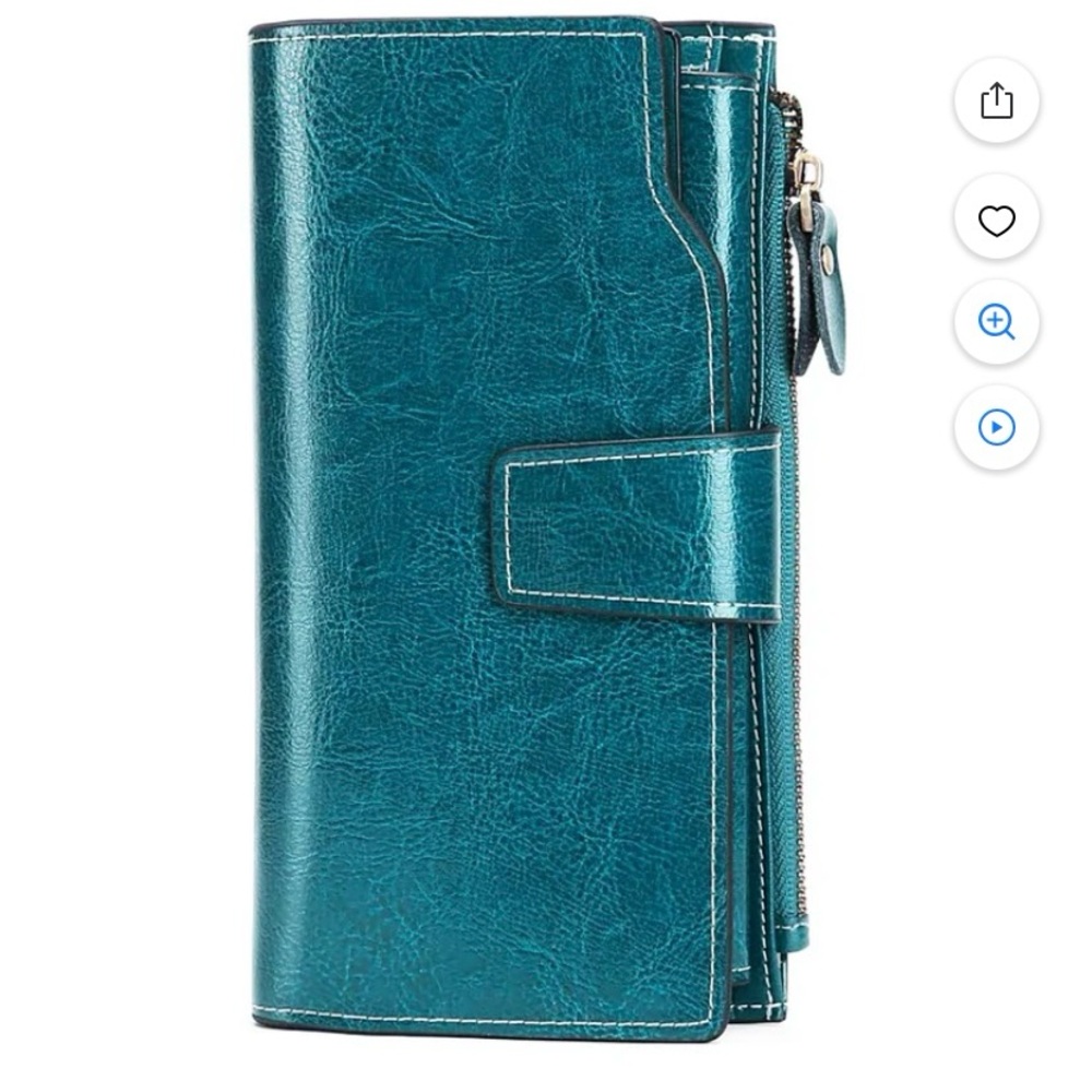 Sendefn Leather Wallets RFID Blocking Clutch Card Holder with Zipper Pocket